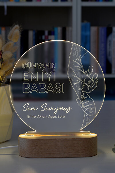 Karma Light Markt Dünyanın En İyi Babası Yazılı Kişiye Özel Led Gece Lamba He...