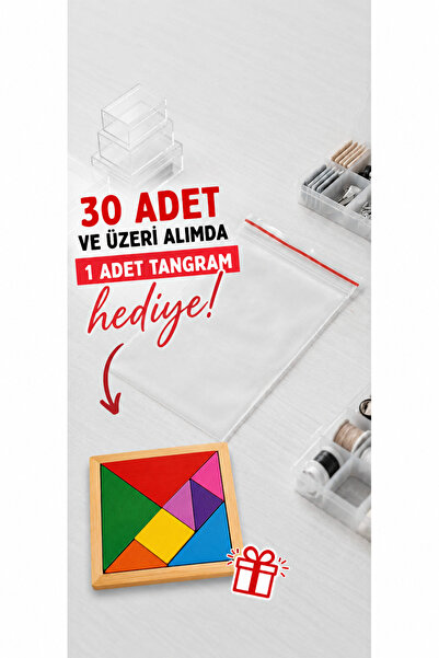 Palo Santo 30 ve üzeri TANGRAM HEDİYELİ 9x11 Kilitli Poşet Şeffaf Mini Zip Ki...