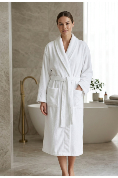 Truva Grup Halat Unisex, Bumbac 100% – Mărime Universală, Alb – Confort, Prot...
