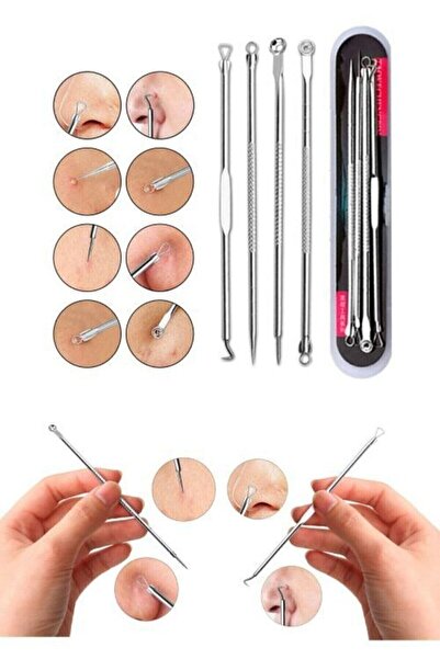 lasting beauty 4 Parça Kutulu Paslanmaz Çelik Sivilce Akne Siyah Nokta Temizleme Komedon Aleti