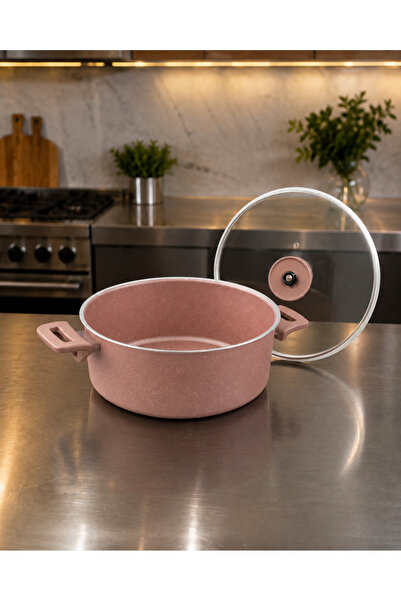 TUNA HOUSE Serde Serisi Granit Derin Tencere 30 cm Cam Kapaklı
