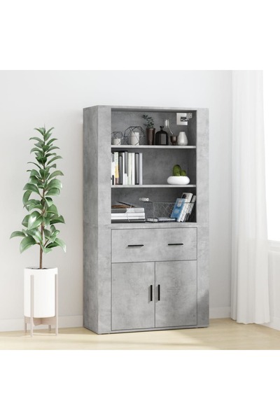 Concept Dulap înalt, gri beton, lemn compozit