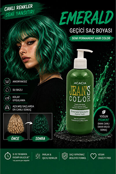 jeans color Jean's Color Zümrüt Yeşili 250 Ml. Emerald Glamour Amonyaksız Bal...