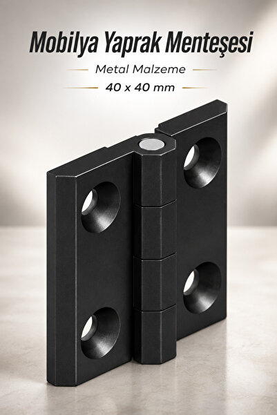 NZB Yaprak Menteşe Metal Mat Siyah 40 x 40 mm