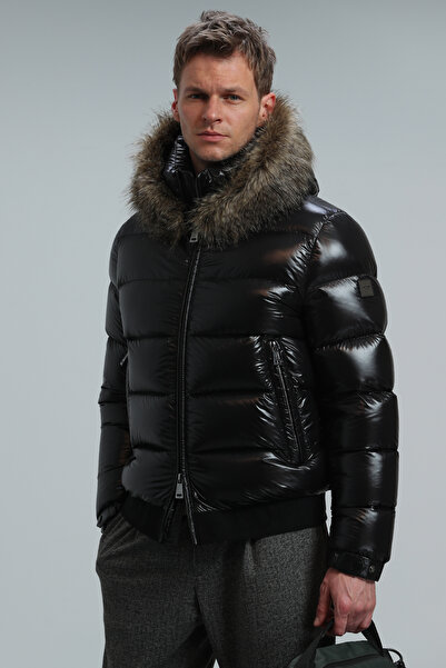 Lufian Palton bărbați Jeam Goose Feather negru