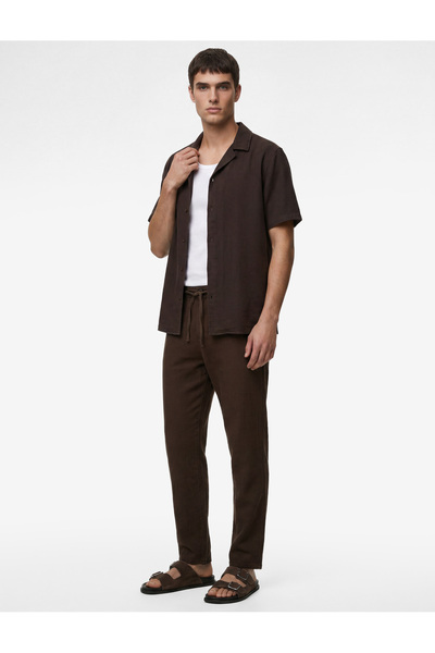 Koton Pantaloni din bumbac cu buzunare, talie straight fit și nasturi