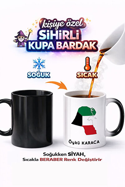 Kirbi Reklam كوب سحري من البورسلين مطبوع على الوجهين بتصميم علم الكويت