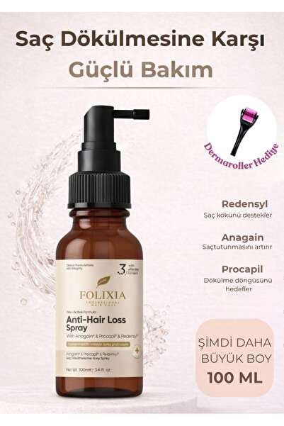 Folixia بخاخ مضاد لتساقط الشعر 100 مل - حجم كبير، استخدامات أكبر بضعفها، + دي...