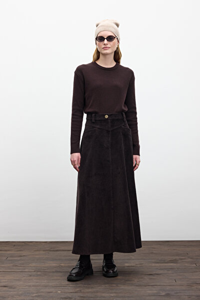 Manuka Velvet Long Skirt with Tillings Brown
