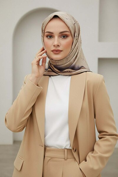 Vissona % 57 İPEK % 43 VİSKON Twill İpek Mermer Desenli Taş Renkli 90x90 Eşar...