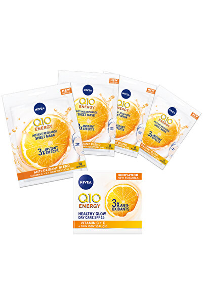 NIVEA Pachet Energie Q10: Cremă de Zi 50 ml + Mască Textură (4 buc.)