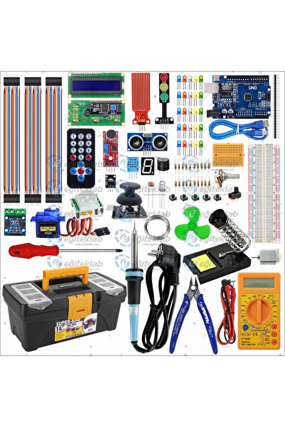 eğiteklab ARDUİNO SÜPER BAŞLANGIÇ EĞİTİM SETİ ve LEHİMLEME SETİ TAKIM ÇANTASI
