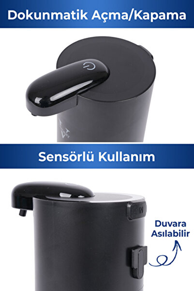 Vayomy Otomatik Sensörlü Köpük Sıvı Sabunluk Şarjlı Köpük Sabun Makinesi 350 ml USB Type-C