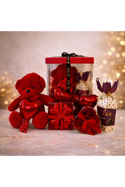 velve Pachet Special Valentine,urs plus,set 4 lumanari inima,cutie 10 trandaf...