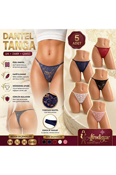 Afrodizyac 5'li Dantel Tanga