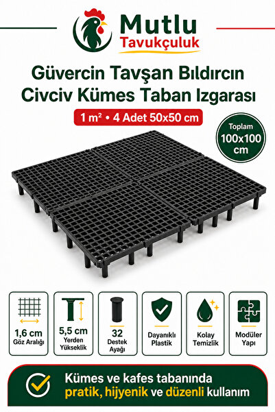 MUTLU TAVUKÇULUK Güvercin Tavşan Bıldırcın Civciv Kümes Taban Izgarası 1 m² (...