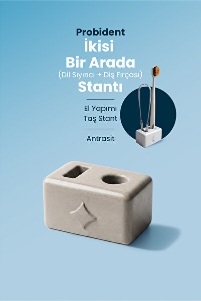 Probident Dil Temizleme + Diş Fırçası Standı – İkisi Bir Arada - Antrasit