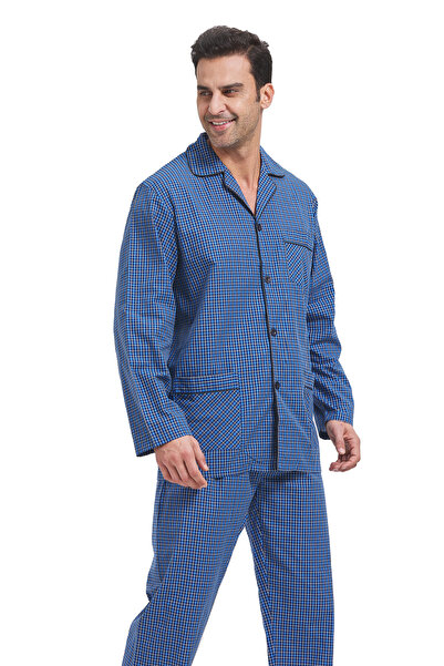 Global Set Pijama Barbati Global, Clasica Panza, Bumbac, Mânecă lungă, Pantal...