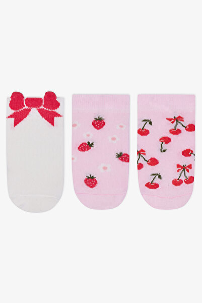 Penti Girls' Bow Cherry Multicolored 3-Piece Booties Socks