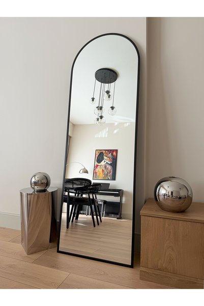 EFFE YAPI DEKOR 180*60 Cm Siyah Metal Çerçeveli Ayaklı Boy Aynası