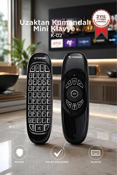 Torima Android Akıllı Tv İçin 2.4g Uzaktan Kumandalı Mini Klavye K02 Siyah