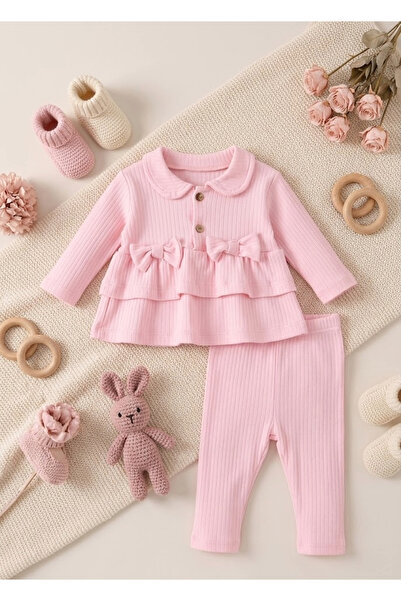 meyastore Baby Girl Set with Bow Detail