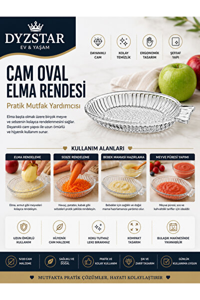 Genel Markalar DYZSTAR Cam Oval Elma Rendesi – Çok Amaçlı Cam Mutfak Rendesi ...