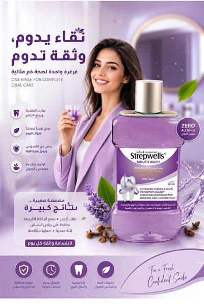 STREPWELLS ستريب ويلز غسول الفم 250 مل - قرنفل Mouth Wash clove 250 ml
