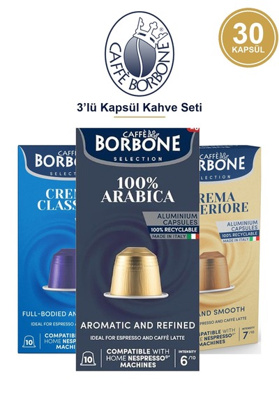 Caffe Borbone مجموعة كبسولات قهوة كافيه بوربون المكونة من 3 قطع - نسبرسو 30 ق...