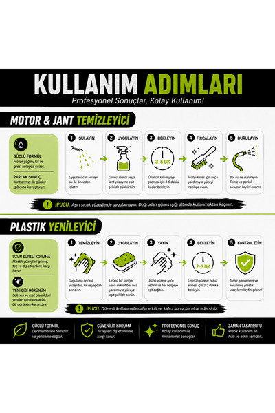 PROTEK Plastik Yenileyici + Motor Jant Temizleyici