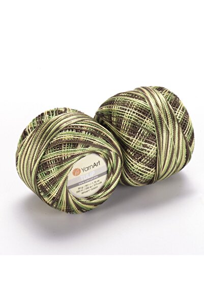 Yarnart Tulip - Ață de dantelă strălucitoare marmorată Ebruli-477