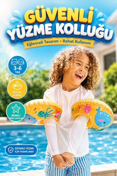 viyol marketim Çocuk Yüzme Kolluğu 3-6 Yaş – Havuz Deniz Şişme Kolluk, Yüzme ...