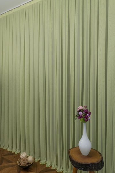 Esse Home Düz Tül Perde Grek Fıstık Yeşili, 600x270, Seyrek Pile, 1/2
