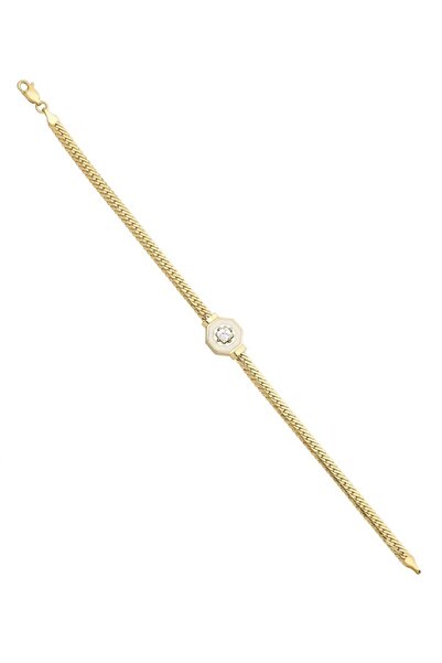 Sembol Gold Altın Çağla Bilekliği 14 Ayar Gurmet Chain White