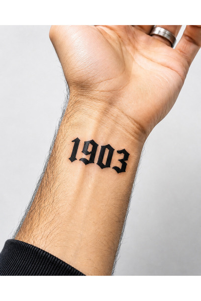 Generic 1903 Yazılı Geçici Dövme Tiny Tattoo Gotik Rakam Tattoo Suya Dayanıkl...