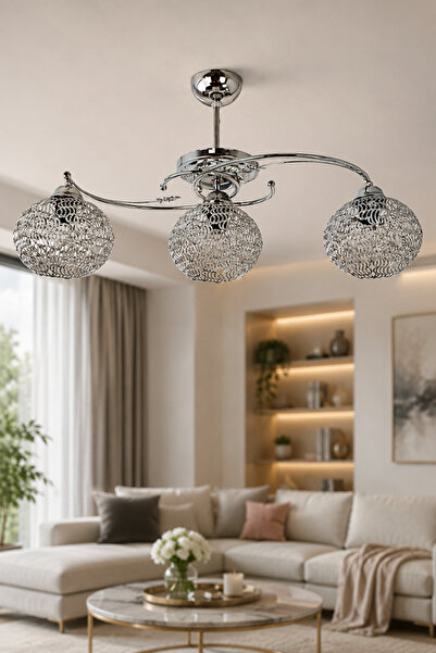 VENON Birsel 3-Light Chrome Plafonier Chandelier Super Chandelier Models Ligh...