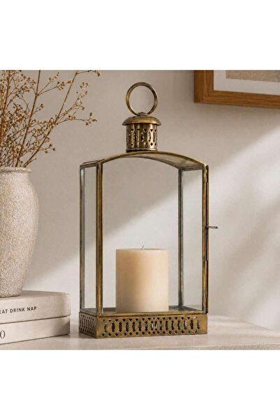 PAN HOME Bariq Metal Lantern 20x10x34cm - Gold