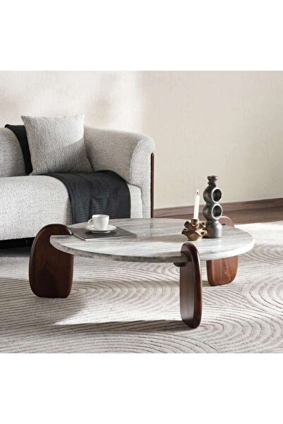 PAN HOME Claremont Coffee Table Marble - White & Light Brown