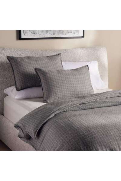 PAN HOME Serene Check 3-piece King Duvet Cover Set 230x220cm - Anthracite