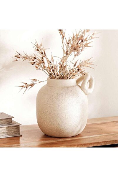 PAN HOME Odin Ceramic Vase With Handle 24.7x21.2x24cm - Light Grey
