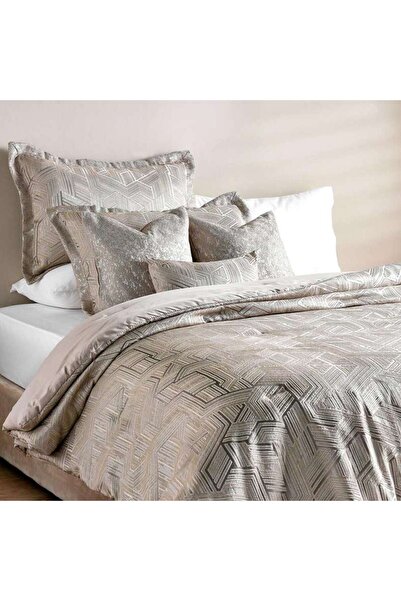 PAN HOME Modern Geo Jacquard 6 Piece King Comforter Set-240x260cm- Beige