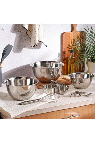 PAN HOME مجموعة أدوات الخبز الأساسية المكونة من 12 قطعة - كروم