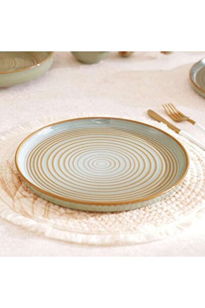 PAN HOME Mallorca Reactive Glaze Stoneware Dinner Plate Dia26cm -grey & Brown
