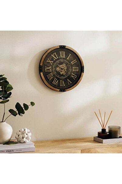 PAN HOME Bronson Gear Wall Clock Dia 63.5cm - Black