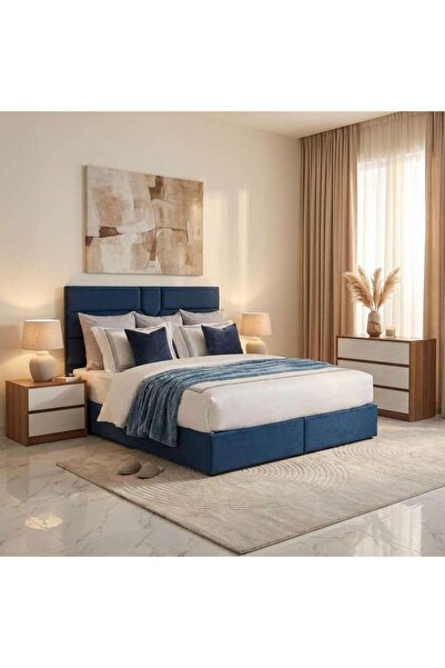 PAN HOME سرير إيليانا توين مخملي أزرق 140×200 سم