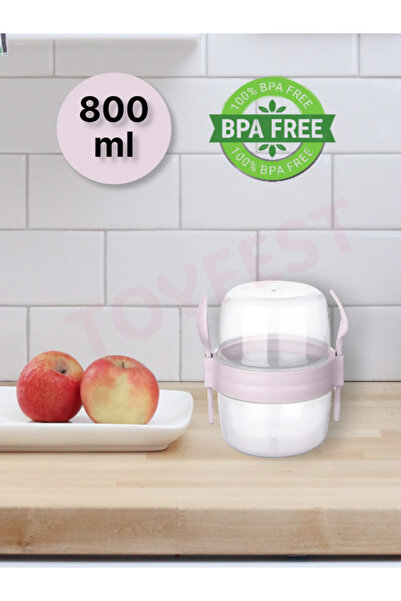 TOYFEST BPA Free Food Food Food & Breakfast with Fork & Spoon Lid Yogurt Mues...