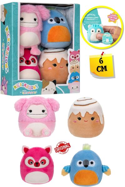 TOYFEST Micromallows Squishmallows Mini Yumuşak Peluş Oyuncak 4 lü Figür Seti...