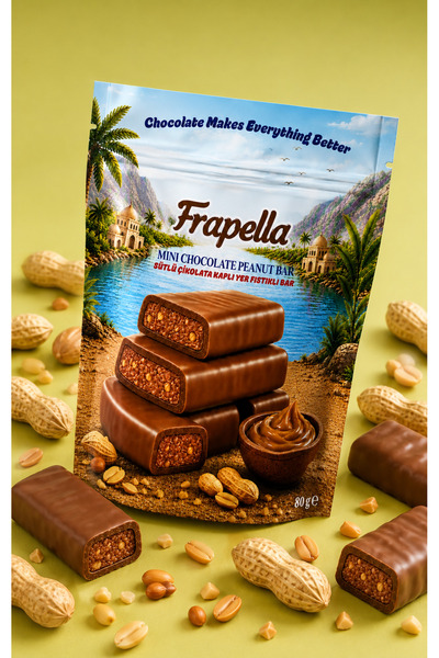 Frapella Sütlü Çikolata Kaplı Deniz Tuzlu Yer Fıstıklı Bar 80 Gr. x 12 Adet