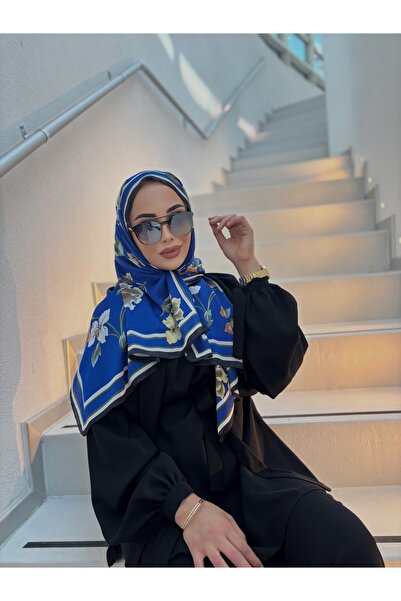 tomrisboutique شال حريري فاخر من الفوال، حجاب، وشاح، شال بنمط زهور، 70 × 180 سم