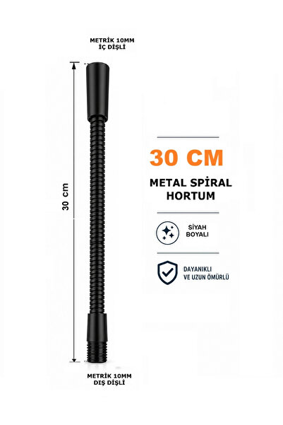 CONANA Metal Spiral Hortum (30cm-8mm) Siyah Masa lambası Aplik vb için (M10)